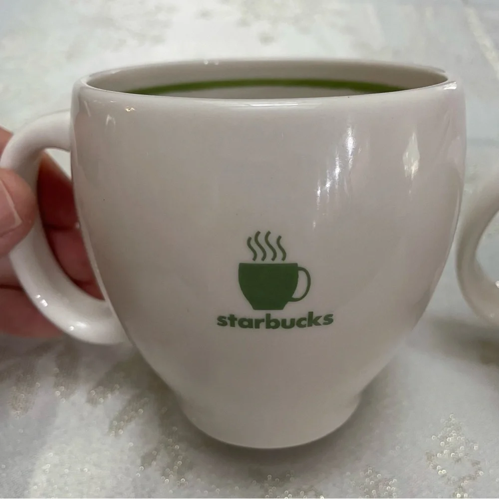 Starbucks Barista 2003 White Ceramic Coffee Mugs x2
